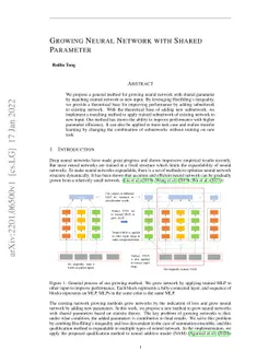 Growing Neural Network with Shared Parameter