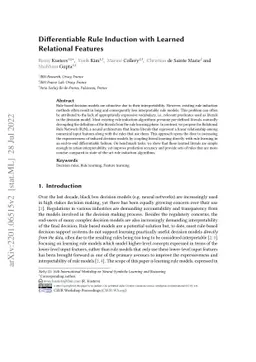 Differentiable Rule Induction with Learned Relational Features