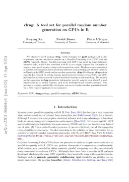 clrng: A tool set for parallel random numbergeneration on GPUs in R