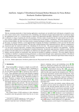 AdaTerm: Adaptive T-Distribution Estimated Robust Moments for
  Noise-Robust Stochastic Gradient Optimization
