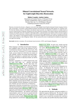 Dilated Convolutional Neural Networks for Lightweight Diacritics
  Restoration