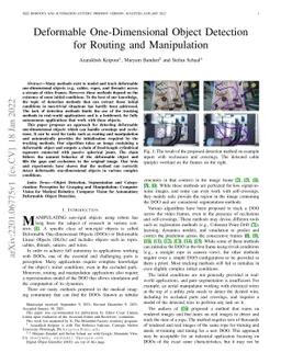 Deformable One-Dimensional Object Detection for Routing and Manipulation