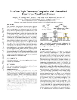 TaxoCom: Topic Taxonomy Completion with Hierarchical Discovery of Novel
  Topic Clusters