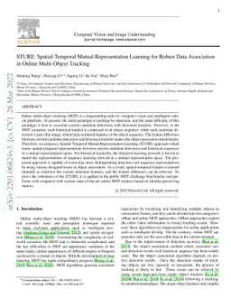 STURE: Spatial-Temporal Mutual Representation Learning for Robust Data
  Association in Online Multi-Object Tracking