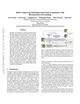 RePre: Improving Self-Supervised Vision Transformer with Reconstructive
  Pre-training
