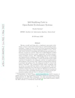 Self-Modifying Code in Open-Ended Evolutionary Systems