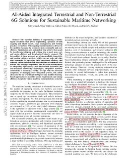 AI-Aided Integrated Terrestrial and Non-Terrestrial 6G Solutions for
  Sustainable Maritime Networking