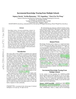Incremental Knowledge Tracing from Multiple Schools