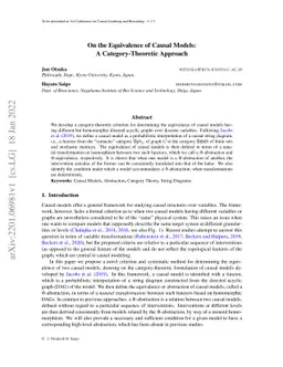 On the Equivalence of Causal Models: A Category-Theoretic Approach