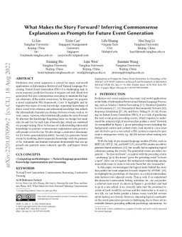 What Makes the Story Forward? Inferring Commonsense Explanations as
  Prompts for Future Event Generation