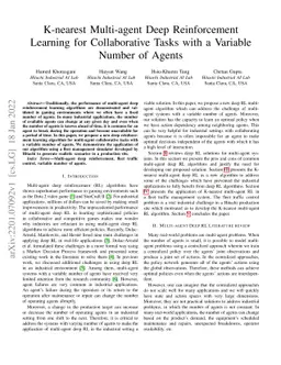 K-nearest Multi-agent Deep Reinforcement Learning for Collaborative
  Tasks with a Variable Number of Agents
