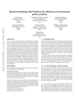 Beyond modeling: NLP Pipeline for efficient environmental policy
  analysis