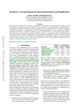 Klexikon: A German Dataset for Joint Summarization and Simplification
