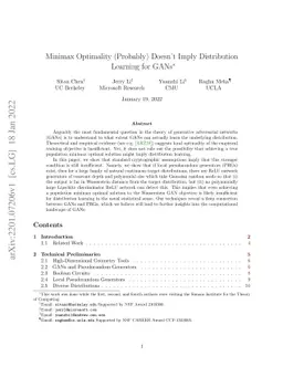 Minimax Optimality (Probably) Doesn't Imply Distribution Learning for
  GANs