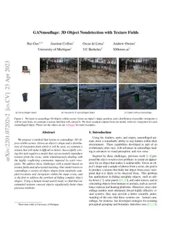 GANmouflage: 3D Object Nondetection with Texture Fields