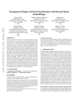 Transparent Single-Cell Set Classification with Kernel Mean Embeddings