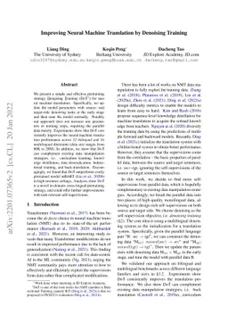 Improving Neural Machine Translation by Denoising Training