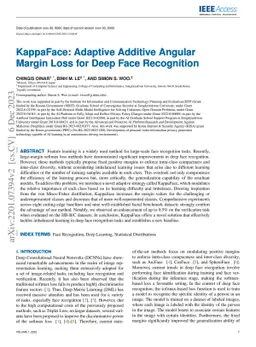 KappaFace: Adaptive Additive Angular Margin Loss for Deep Face
  Recognition