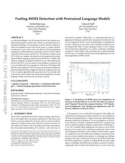 Fooling MOSS Detection with Pretrained Language Models