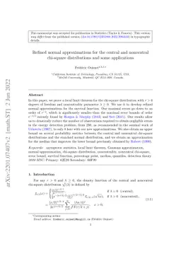 Refined normal approximations for the central and noncentral chi-square
  distributions and some applications