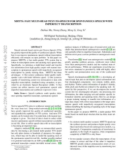 MHTTS: Fast multi-head text-to-speech for spontaneous speech with
  imperfect transcription