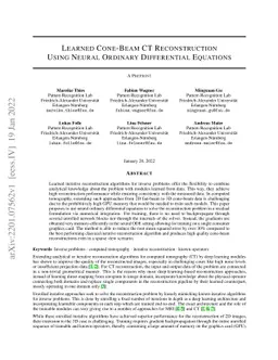 Learned Cone-Beam CT Reconstruction Using Neural Ordinary Differential
  Equations