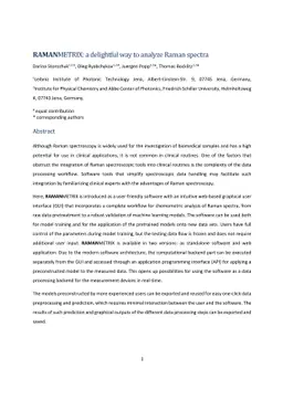 RAMANMETRIX: a delightful way to analyze Raman spectra