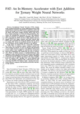 FAT: An In-Memory Accelerator with Fast Addition for Ternary Weight
  Neural Networks