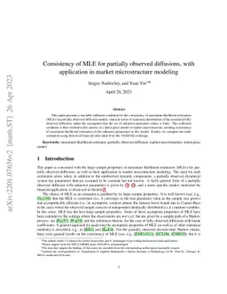 Consistency of MLE for partially observed diffusions, with application
  in market microstructure modeling