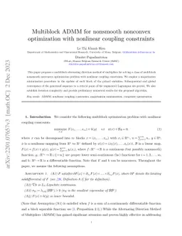 Multiblock ADMM for nonsmooth nonconvex optimization with nonlinear
  coupling constraints