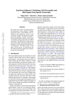 Top-Down Influence? Predicting CEO Personality and Risk Impact from
  Speech Transcripts