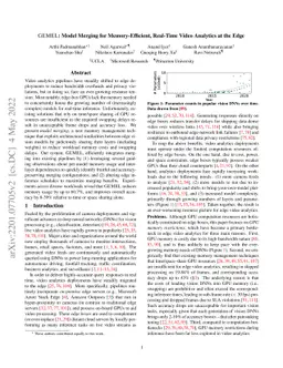 GEMEL: Model Merging for Memory-Efficient, Real-Time Video Analytics at
  the Edge