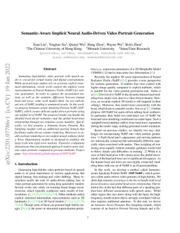 Semantic-Aware Implicit Neural Audio-Driven Video Portrait Generation
