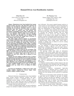 Demand-Driven Asset Reutilization Analytics