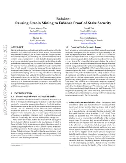 Babylon: Reusing Bitcoin Mining to Enhance Proof-of-Stake Security