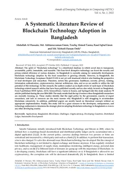 A Systematic Literature Review of Blockchain Technology Adoption in
  Bangladesh