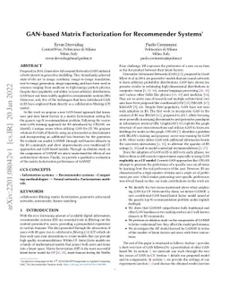 GAN-based Matrix Factorization for Recommender Systems