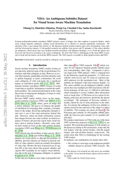 VISA: An Ambiguous Subtitles Dataset for Visual Scene-Aware Machine
  Translation