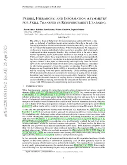 Priors, Hierarchy, and Information Asymmetry for Skill Transfer in
  Reinforcement Learning