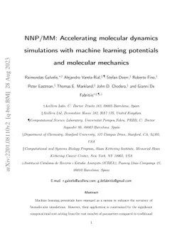 NNP/MM: Accelerating molecular dynamics simulations with machine
  learning potentials and molecular mechanic