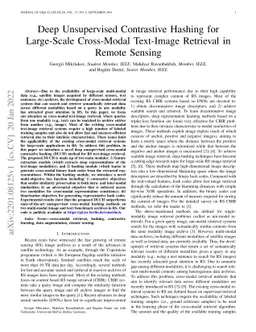 Deep Unsupervised Contrastive Hashing for Large-Scale Cross-Modal
  Text-Image Retrieval in Remote Sensing