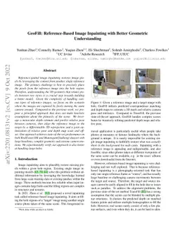 GeoFill: Reference-Based Image Inpainting with Better Geometric
  Understanding