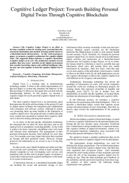 Cognitive Ledger Project: Towards Building Personal Digital Twins
  Through Cognitive Blockchain