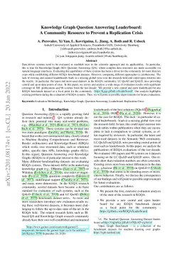 Knowledge Graph Question Answering Leaderboard: A Community Resource to
  Prevent a Replication Crisis