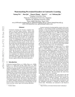 Watermarking Pre-trained Encoders in Contrastive Learning