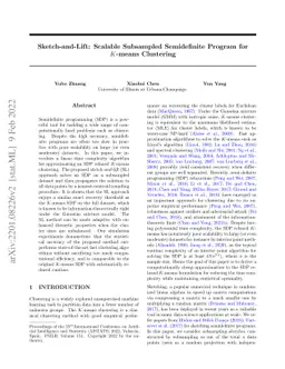 Sketch-and-Lift: Scalable Subsampled Semidefinite Program for $K$-means
  Clustering