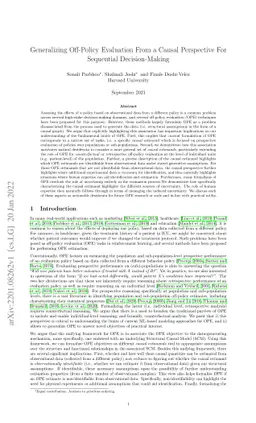Generalizing Off-Policy Evaluation From a Causal Perspective For
  Sequential Decision-Making