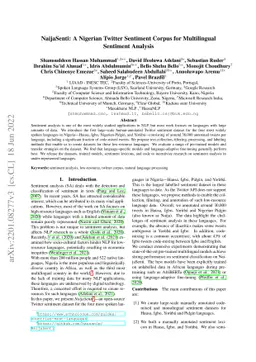 NaijaSenti: A Nigerian Twitter Sentiment Corpus for Multilingual
  Sentiment Analysis