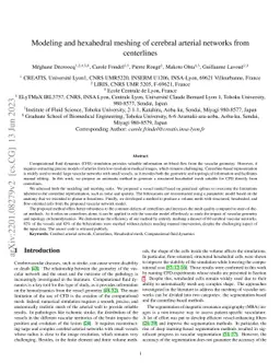 Modeling and hexahedral meshing of cerebral arterial networks from
  centerlines