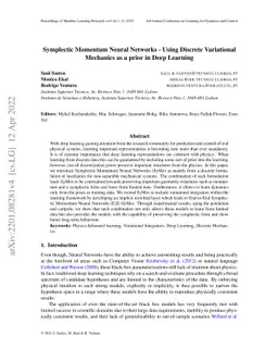 Symplectic Momentum Neural Networks -- Using Discrete Variational
  Mechanics as a prior in Deep Learning